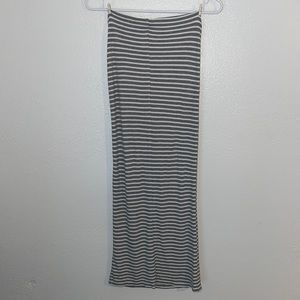 Forever 21 Striped High Rise Rib Knit Midi Skirt